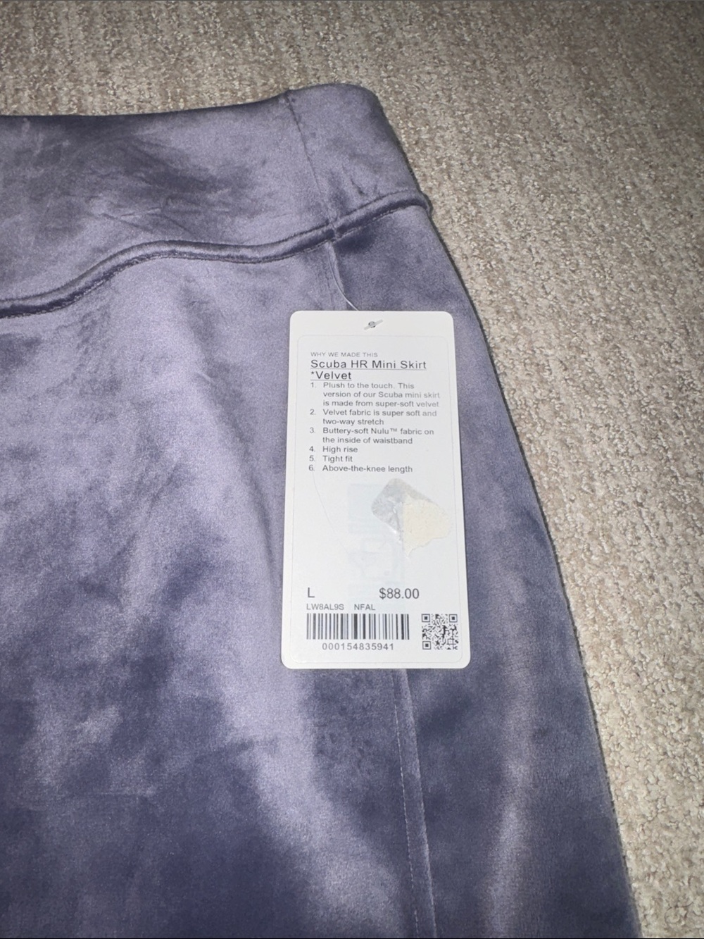 Lululemon Woman's Size L Nightfall Scuba High-Rise Mini Skirt Velvet - Picture 3 of 7